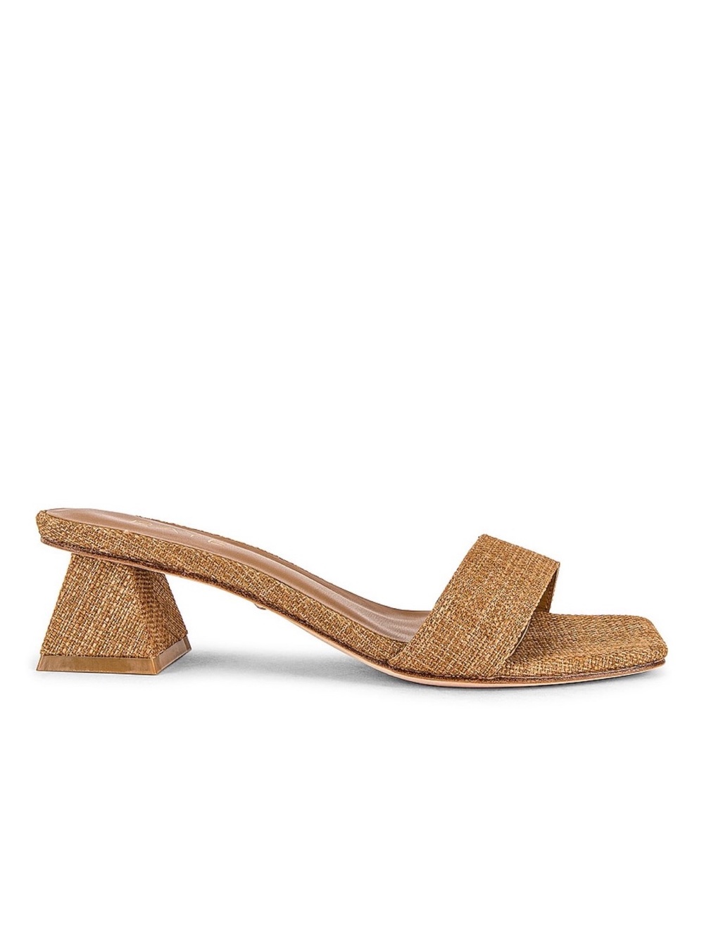 RAYE Revolve Julie Natural Brown Square Toe Slip On Heeled Sandals Size 9 NIB